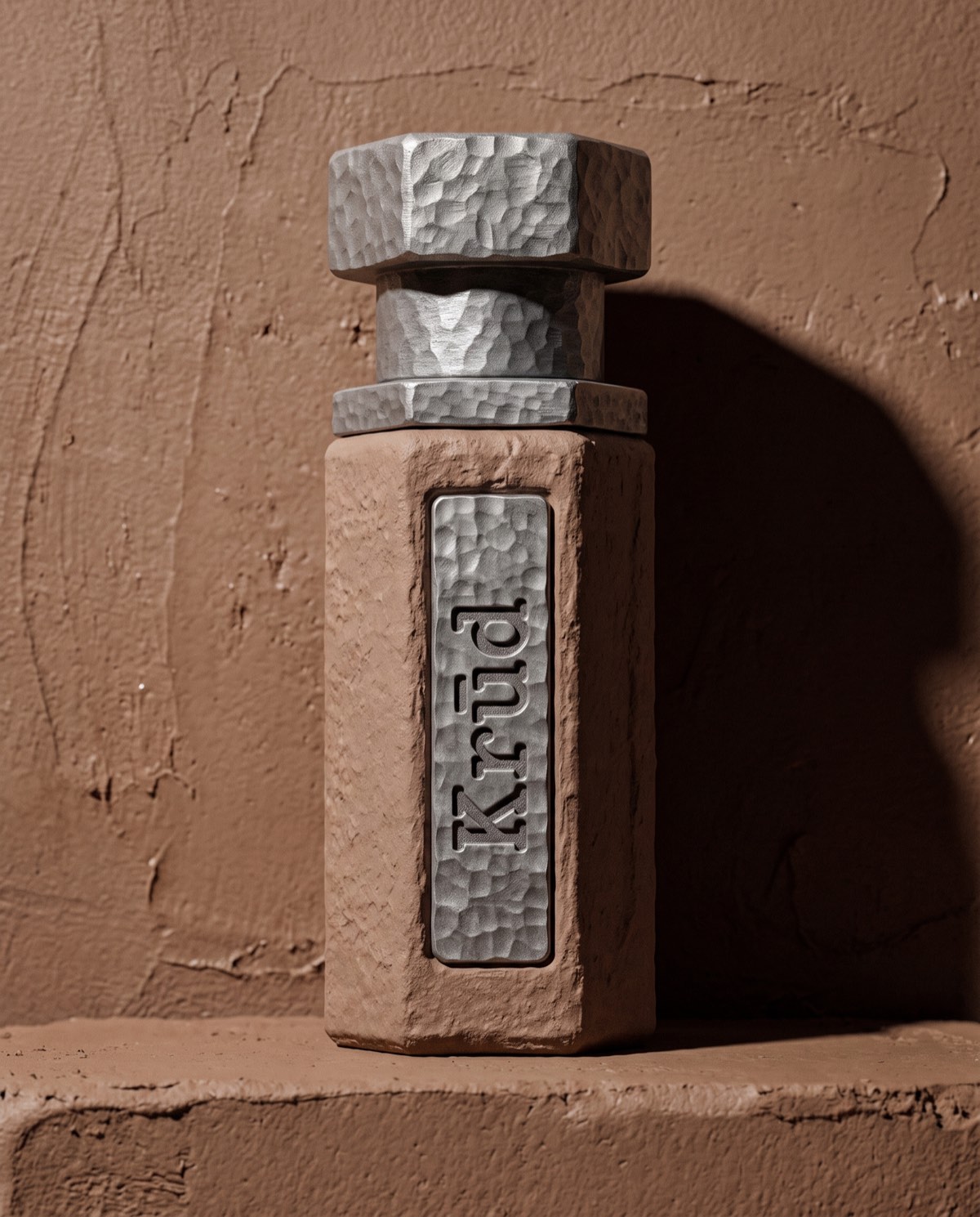 Argile — taupe clay hammered glass bottle with zinc hex cap